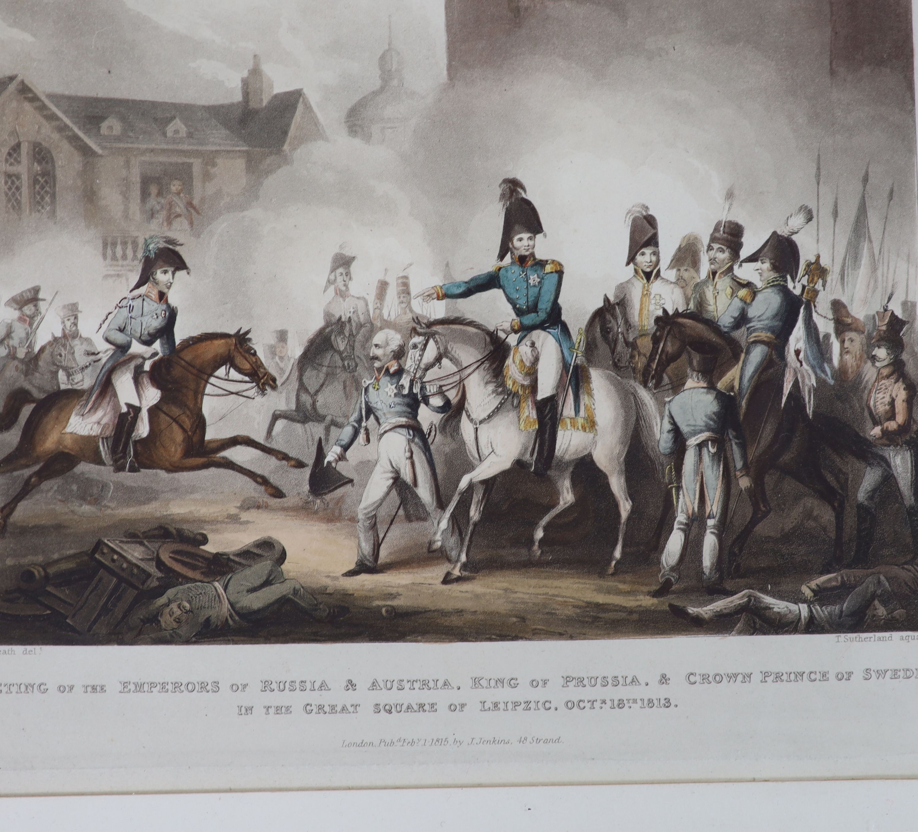 W Heath & T Sutherland, a set of five Napoleonic wars aquatints